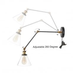 Modern LNC Glass Shade Swing Arm Wall Lamp