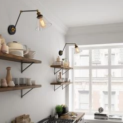 Modern LNC Glass Shade Swing Arm Wall Lamp