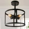 LNC Black Drum Semi-Flush Mounts - 4 Lights-Clearance Lighting