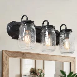 LNC Linear Mason Jar Sconce - 3 Lights-Clearance