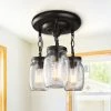 LNC Mason Jar Semi Flush Mount - 3 Lights Hot Sale 1 LNC Mason Jar Semi Flush Mount - 3 Lights Hot Sale
