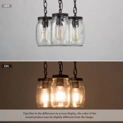 LNC Mason Jar Semi Flush Mount - 3 Lights Hot Sale