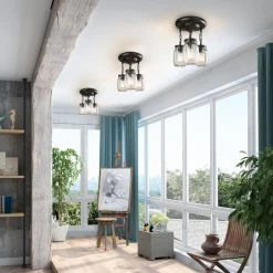LNC Mason Jar Semi Flush Mount - 3 Lights Hot Sale