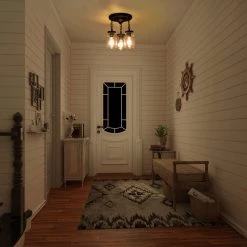 LNC Mason Jar Semi Flush Mount - 3 Lights Hot Sale