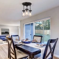 LNC Mason Jar Semi Flush Mount - 3 Lights Hot Sale