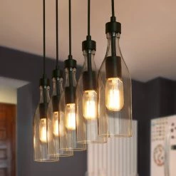 Hot Sale LNC Linear Glass Shade Chandelier - 5 Lights