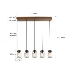Modern LNC Linear Mason Jar Chandelier - 5 Lights Hot Sale
