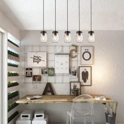 Modern LNC Linear Mason Jar Chandelier - 5 Lights Hot Sale