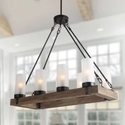 LNC Rectangular Island Chandelier - 8 Lights-Clearance Lighting
