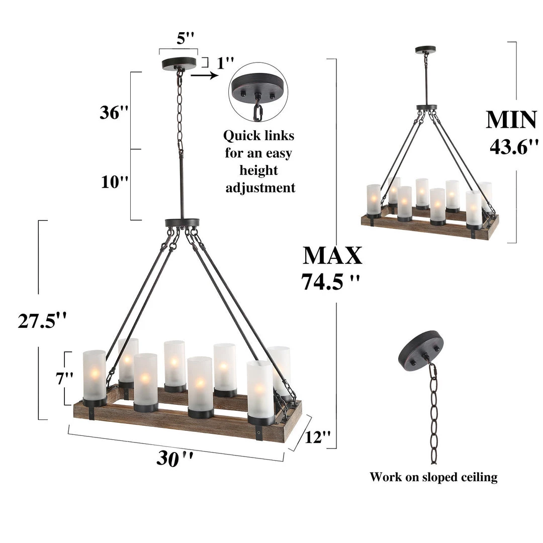 LNC Rectangular Island Chandelier - 8 Lights-Clearance Lighting 7 LNC Rectangular Island Chandelier - 8 Lights-Clearance Lighting