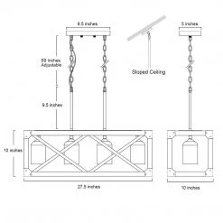 Lighting LNC Rectangle Box Chandelier - 4 Lights