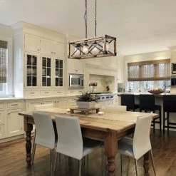 Lighting LNC Rectangle Box Chandelier - 4 Lights