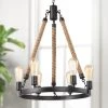 Lighting LNC Rope Wagon Wheel Chandeliers - 6 Lights-Clearance