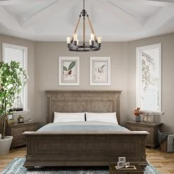 Lighting LNC Rope Wagon Wheel Chandeliers - 6 Lights-Clearance