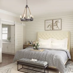 Lighting LNC Rope Wagon Wheel Chandeliers - 6 Lights-Clearance