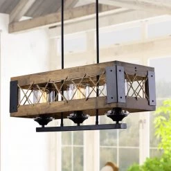 LNC Rectangle Box Chandelier - 3 Lights-Clearance