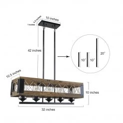 LNC Rectangle Box Chandeliers- 5 Lights Lighting