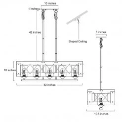 LNC Rectangle Box Chandeliers- 5 Lights-Open Box