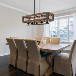 LNC Rectangle Box Chandeliers- 5 Lights-Open Box