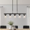 Modern LNC Linear Glass Shade Island Pendant - 5 Lights