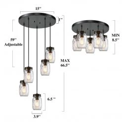 Modern LNC Spiral Mason Jar Flush Mount - 5 Lights Hot Sale