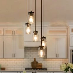 Modern LNC Spiral Mason Jar Flush Mount - 5 Lights Hot Sale
