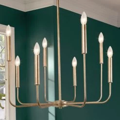 LNC HOME Sales 26 Modern LNC Simple Champagne Metal Chandelier - 8 Lights