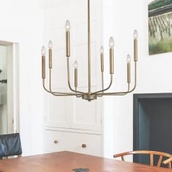 Modern LNC Simple Champagne Metal Chandelier - 8 Lights