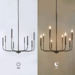 Modern Lighting LNC Simple Metal Black Chandelier - 8 Lights