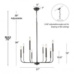Modern Lighting LNC Simple Metal Black Chandelier - 8 Lights