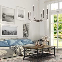 Modern Lighting LNC Simple Metal Black Chandelier - 8 Lights