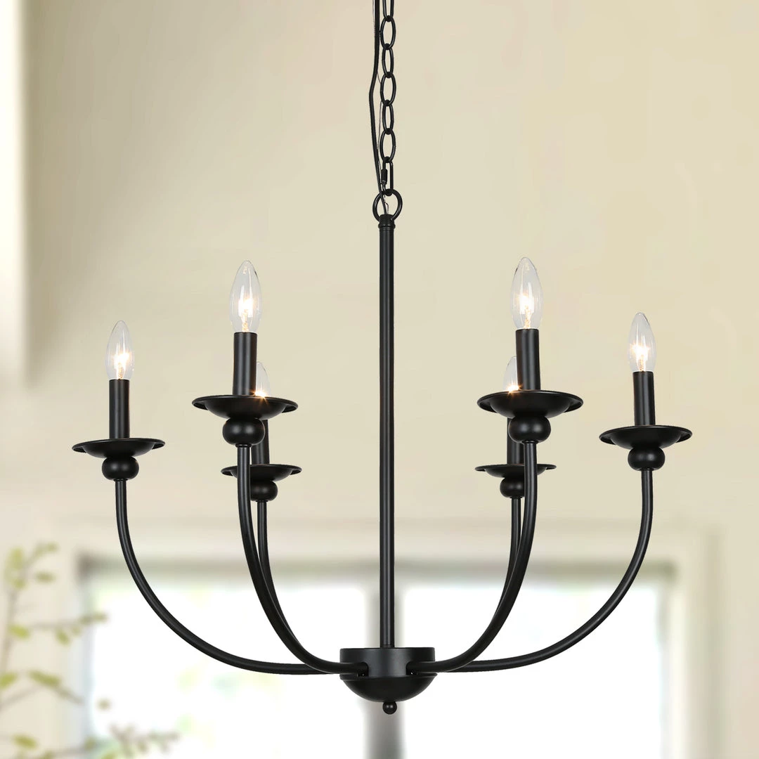 LNC Metal Black Chandelier - 6 Lights Hot Sale 3 LNC Metal Black Chandelier - 6 Lights Hot Sale