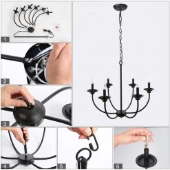 LNC Metal Black Chandelier - 6 Lights Hot Sale 30 LNC Metal Black Chandelier - 6 Lights Hot Sale