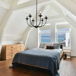 LNC Metal Black Chandelier - 6 Lights Hot Sale