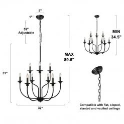 LNC Metal Chandelier - 9 Lights Open Box Lighting