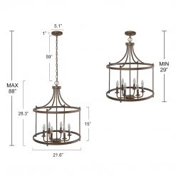 Lighting LNC Drum Wireframe Chandeliers - 6 Lights-Open Box
