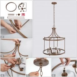 LNC Drum Wireframe Chandeliers - 6 Lights Lighting