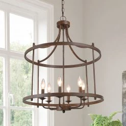 Lighting LNC Drum Wireframe Chandeliers - 6 Lights-Open Box