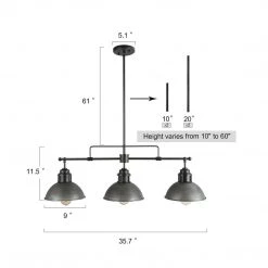 Lighting LNC Home - Linear Pot Lid Chandelier - 3 Lights-Open Box