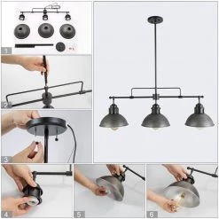 Lighting LNC Home - Linear Pot Lid Chandelier - 3 Lights-Open Box