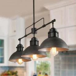 Lighting LNC Home - Linear Pot Lid Chandelier - 3 Lights-Open Box