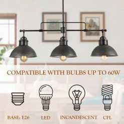 Lighting LNC Home - Linear Pot Lid Chandelier - 3 Lights-Open Box