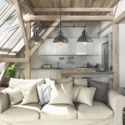 Lighting LNC Home - Linear Pot Lid Chandelier - 3 Lights-Open Box