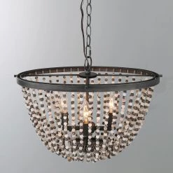 Lighting LNC Coastal Beaded Chandelier - 4 Lights-Clearance