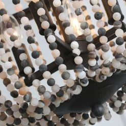 Lighting LNC Coastal Beaded Chandelier - 4 Lights-Clearance