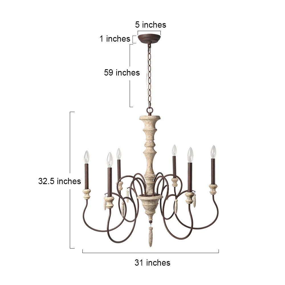 Lighting LNC Rustic Weathered Chandelier - 6 Lights-Open Box 7 Lighting LNC Rustic Weathered Chandelier - 6 Lights-Open Box