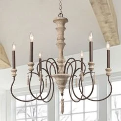 Lighting LNC Rustic Weathered Chandelier - 6 Lights-Open Box
