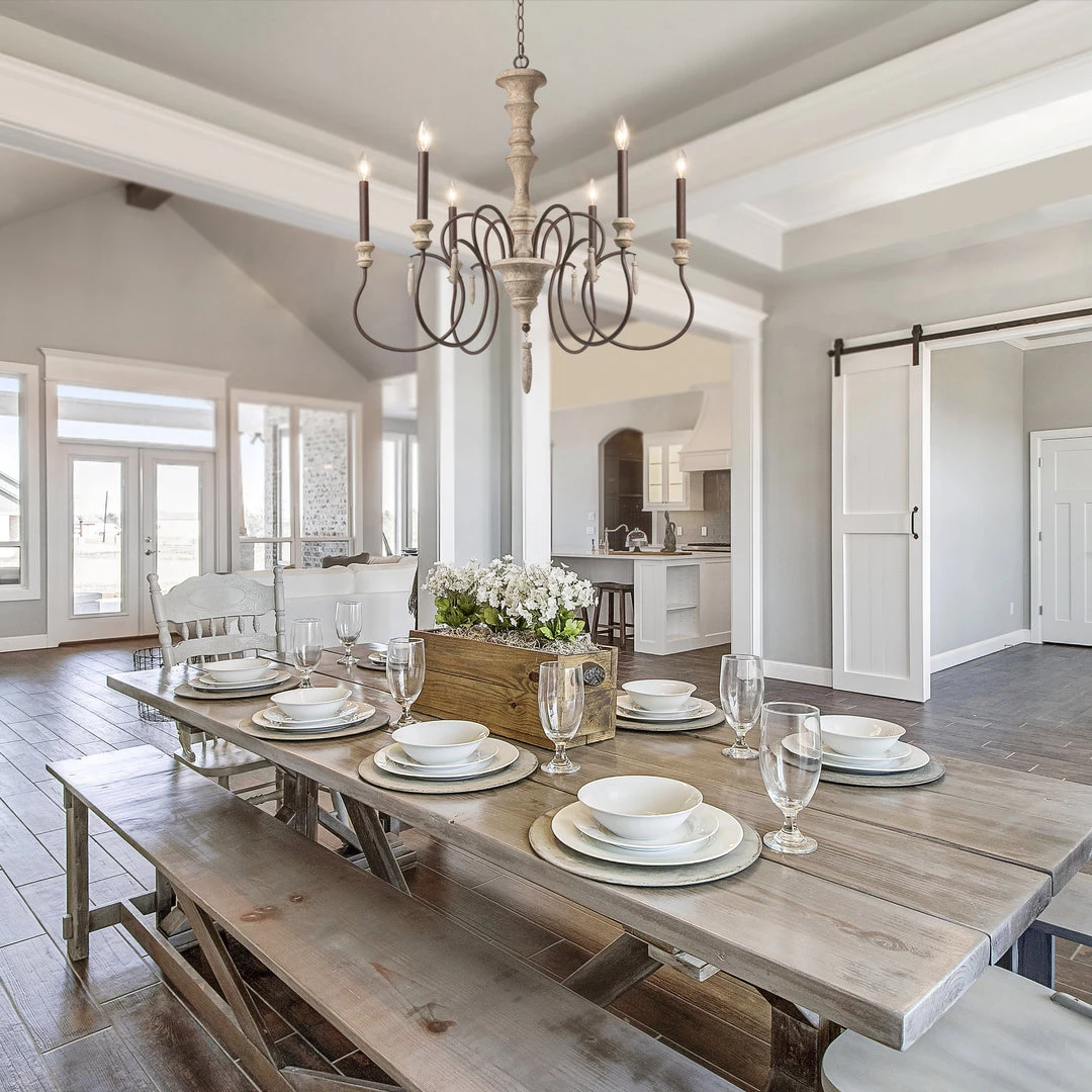 Lighting LNC Rustic Weathered Chandelier - 6 Lights-Open Box 5 Lighting LNC Rustic Weathered Chandelier - 6 Lights-Open Box