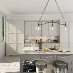 Modern LNC Linear Half Dome Shade Chandelier-3 Lights