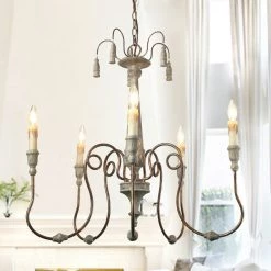 Hot Sale LNC Rustic Weathered Chandelier - 5 Lights